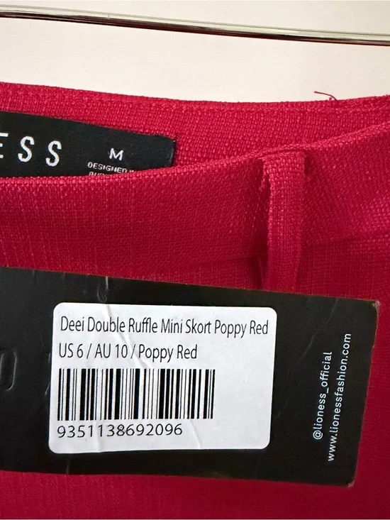 NWT Lioness x Revolve Double Ruffle Micro Mini Skort Skirt in Poppy Red - M